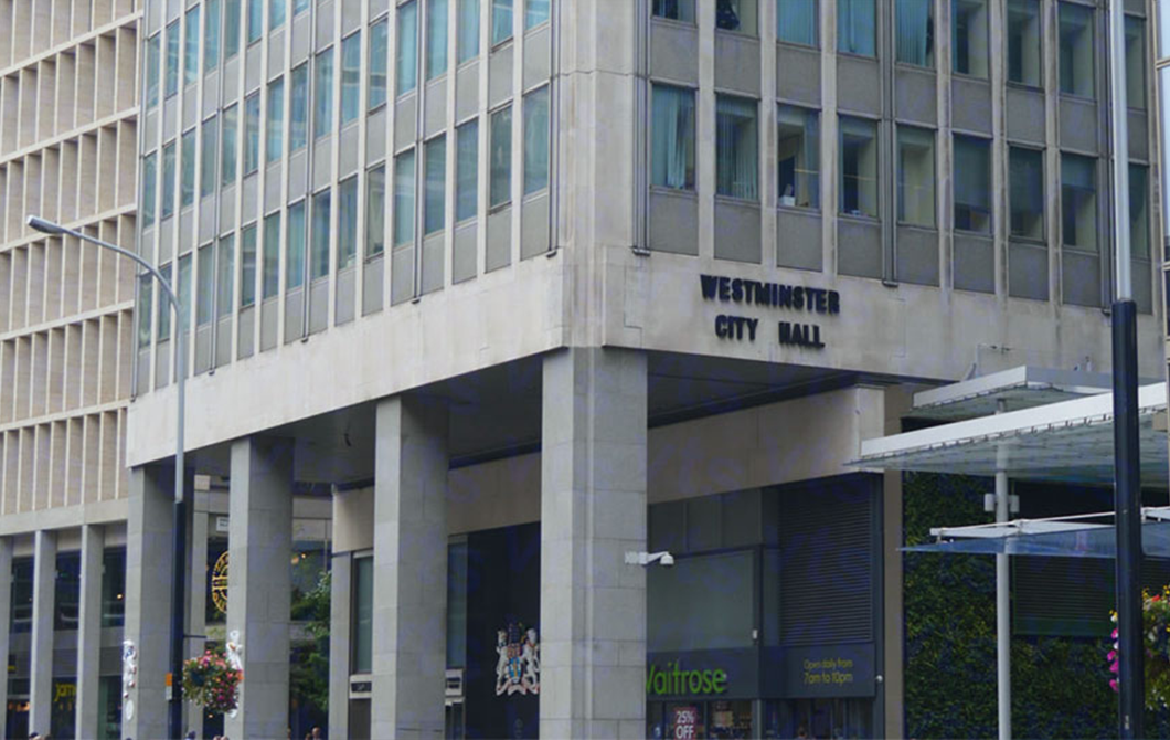 A photograph of Westminster City Hall