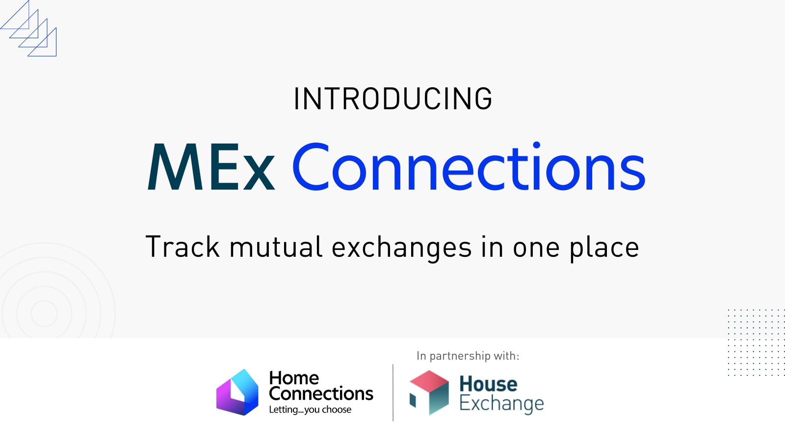 Banner introducing MEx Connections, new product by Home Connections and House Exchange